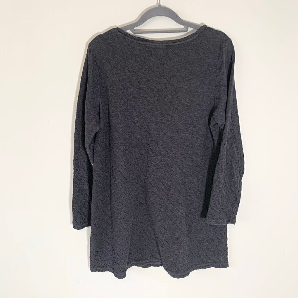 Pure Jill J. Jill Gray Textured Cotton Long Sleeve Tunic Top Medium Petite MP - Picture 4 of 7